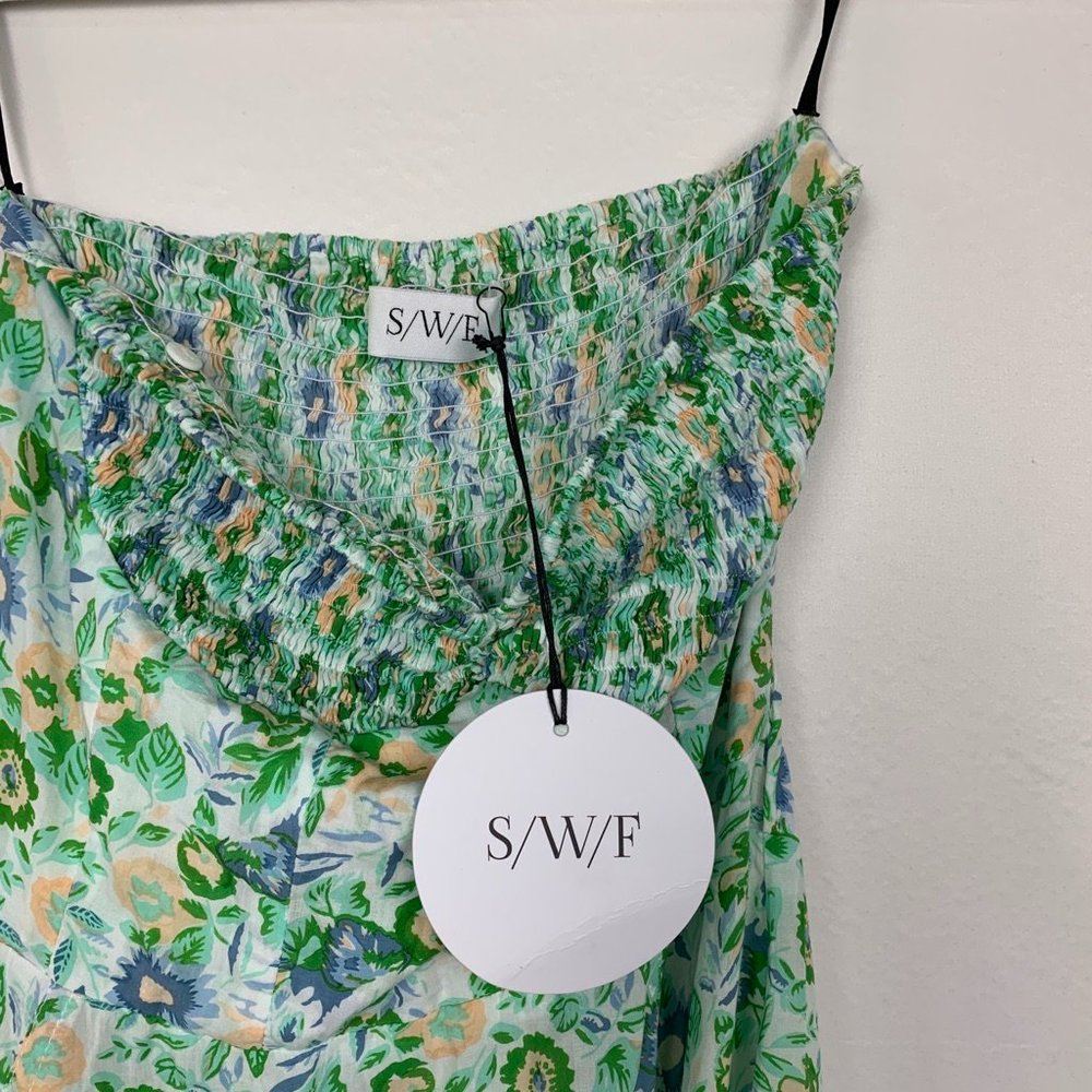 NWT SWF Strapless Midi Maxi Floral Dress Renewed Green White Small - Picture 7 of 10